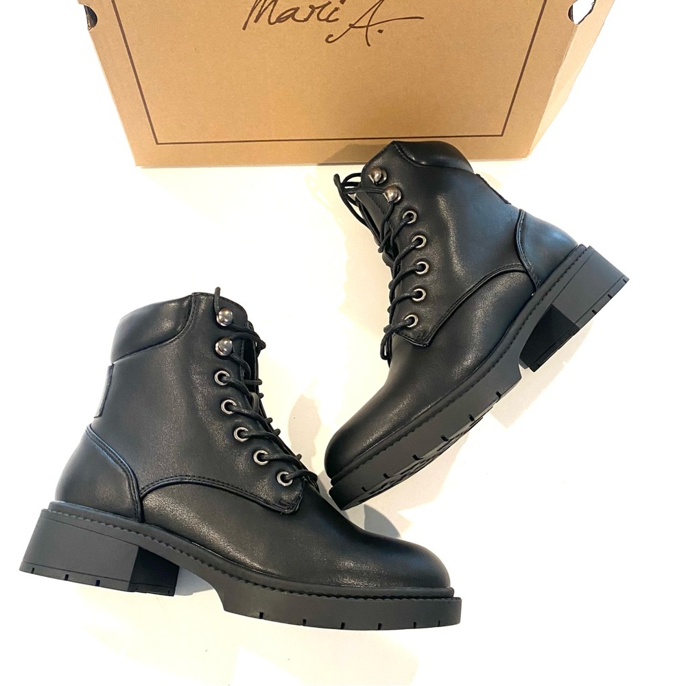 Black Lace-Up Ankle Boots